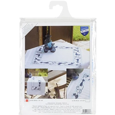 Image of Vervaco Embroidery Kit: Runner: Cheerful Cats, Cotton, NA, 40 x 100cm