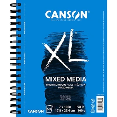 Image of Canson XL Spiral Multi Media Paper Pad 7 x 10 inch, 60 Sheets, Heavyweight Texture Micro Perforated True Size, 0, 7&quot; 10&quot;
