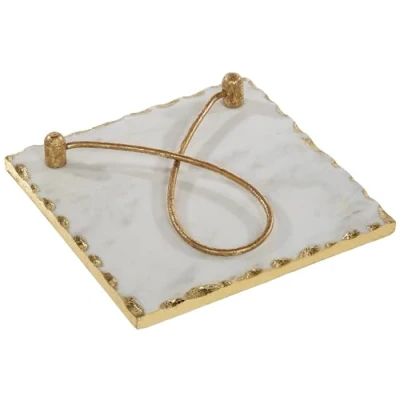 Image of Mud Pie Gold Edge Napkin Holder, 8&quot; x