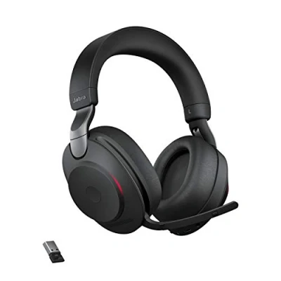 Image of Jabra Evolve2 85 Wireless PC Headset Noise Cancelling UC Certified Stereo Headphones With Long Lasting Battery USB A Bluetooth Adapter Black