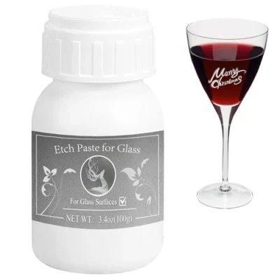 Image of INNOVAYOU Etching Cream 100g, Creating Designs on Glass Surfaces 3.5 oz Net Weight, for Any Glass, Mirrors, Ceramics, Porcelain