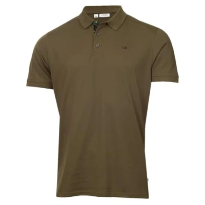 Image of Calvin Klein Mens Campus 3 Button Polo Shirt Olive Camo XXXXL