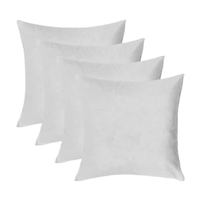 Image of Brentfords 4 Pack of Cushion Fillers Hollowfibre Inner Easy Care Insert Square Pillow Stuffer Pads, White 45 x 45cm
