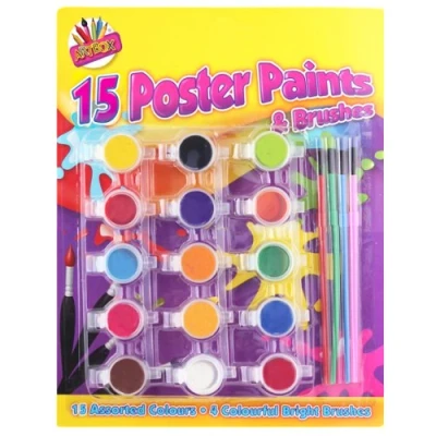 Image of Artbox 15 poster paints colours and 4 brushes painting set for kids art craft