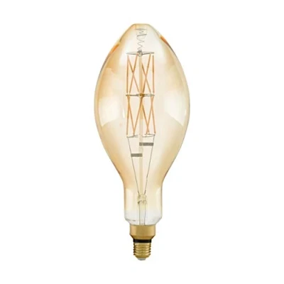 Image of EGLO Dimmable E27 filament LED candle light bulb Big Size, extra large amber vintage Edison lamp, 8 watt (equivalent to 60 watt), 806 lumen, warm white glow, 2100 Kelvin, E140, Ø 5.5&quot;
