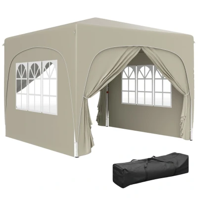 Image of Outsunny 3 x 3(m) Pop Up Gazebo with Sides and Carry Bag, UPF50+, Height Adjustable Party Tent Instant Event Shelter for Garden, Outdoor, Patio, Sand