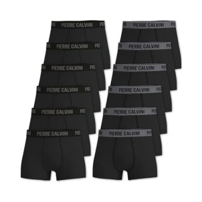 Image of Pierre Calvini Mens Hipster Boxer Shorts (12 Pack) Breathable, Moisture Wicking, Soft Cotton Boxers Fitted Underwear Comfortable for Men Multipack Black