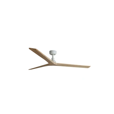 Image of Klim Large 3 Blade Ceiling Fan Matt White, Oak Wood Wiz Smart System