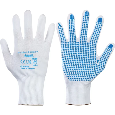 Image of Ansell Picolon Confort Safety Work Gloves, Multipurpose Protection Construction, DIY, Mechanics, Industrial Uses, White, Size XL (12 Pairs)