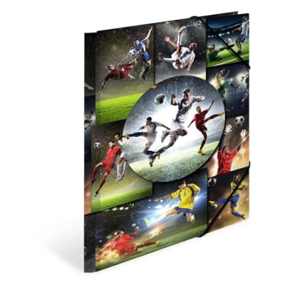 Image of HERMA Collector&#039;s Folders A4 Football Set, 3 Pieces, Children&#039;s Cardboard Corner Folder with Sport Motif, Elastic Band, Inner Flaps and Print for Boys Girls