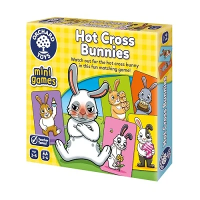 Image of ORCHARD TOYS Hot Cross Bunnies Snap and Pairs Game Small Compact Travel For Kids Age 3 6 Mini Massive Fun