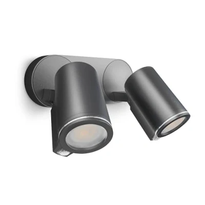 Image of Steinel Spotlight Spot DUO SC Anthracite, 2x 90 Motion Detector, Including 2 LED Bulbs, via App, Aluminium, 14.6 W
