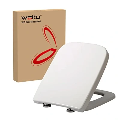 Image of WOLTU Square Toilet Seat,White Soft Close Quick Release Lid Cover