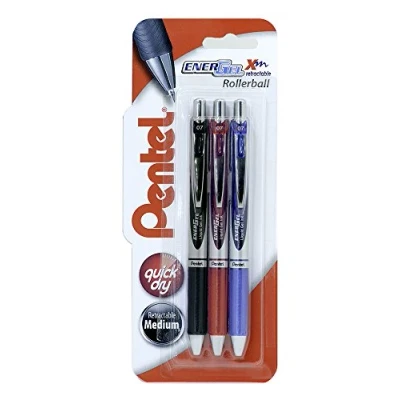 Image of Pentel EnerGel 0.7 mm Xm Retractable Pen Black/Red/Blue (Pack of 3), XBL77/3 ABC