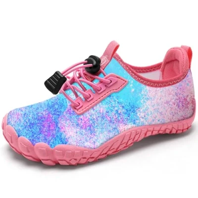 Image of Kids Water Shoes Girls Swim for Beach Sport Aqua Quick Dry Barefoot Non Slip Sea Pool Shoes（Pink Blue 34EU）