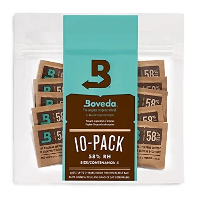 Image of Boveda 58% Two Way Humidity Control Packs for Storing ½ oz Size 4 10 Pack Moisture Absorbers Small Storage Containers Humidifier Hydration Packets in Resealable Bag