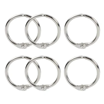 Image of Sourcingmap Loose Leaf Binder Rings, 0.79 Inch Inner Dia, 6 Pack, Metal Book Rings for Index Cards, Flash Card, Notebook Key Ring Binder, Silver Tone