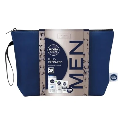 Image of NIVEA MEN Fully Prepared Gift Set (5 Products), Men&#039;s Skincare with Shower Gel, Face Wash, Moisturiser, Creme, and Washbag, Perfect for Christmas or Birthdays
