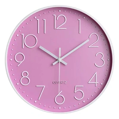 Image of Taodyans Silent Wall Clock 12 In Kitchen Quartz Battery Operated Round Modern Home Decor for Office Class Room Living Bedrooms (Pink white)