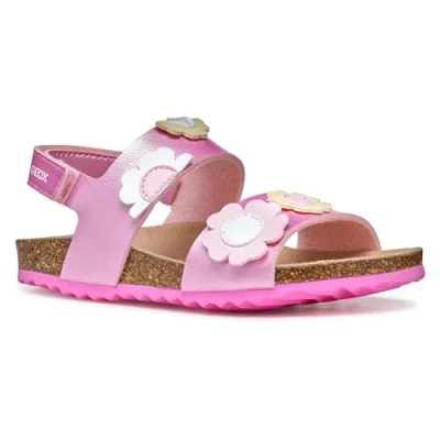 Image of Geox Adriel GIRL Sandals for kids, Size: 7K, Dark pink/light yellow High quality imitation leather