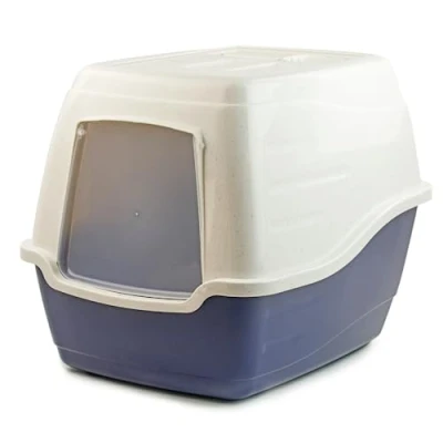 Image of KCT Enclosed Hooded Large Cat Litter Box/Tray/Pet Loo Blue