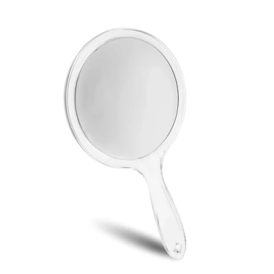 Image of Fantasia Hand held Mirror with Handle Double Sided Normal and 5x Magnification Diameter 15 cm Length 27 Acrylic