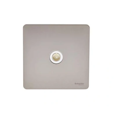 Image of Schneider Electric Ultimate Screwless Flat Plate Single TV/FM Aerial Socket, GU7410WPN, Pearl Nickel with White Insert