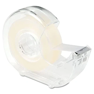 Image of indigo® Clear Gift Wrap Tape 19mm x 25m 1 Single roll with Dispenser to use on Wrapping Paper and Tissue