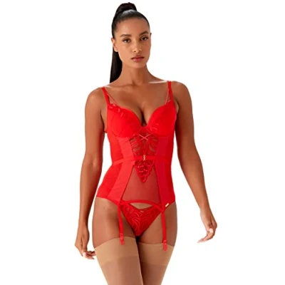Image of Gossard Womens 19709 Fiesta Basque Red material_polyamide Size 34D