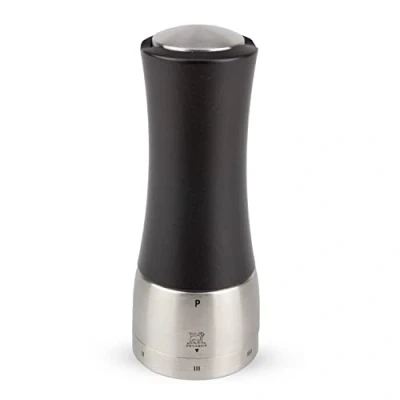 Image of Peugeot Madras u&#039;Select Manual Pepper Mill Adjustable Grinder Beechwood &amp; Stainless Steel, Chocolate, 16 cm