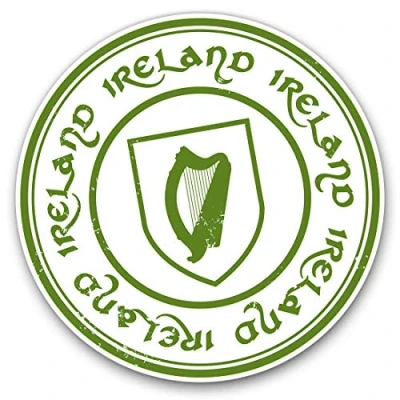 Image of 2 x Heart Stickers 10 cm Ireland Flag Print Irish Harp Travel Fun Decals for Laptops,Tablets,Luggage,Scrap Booking,Fridges #5391