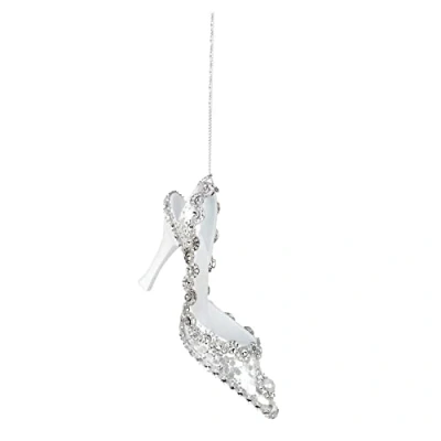 Image of 12cm Glitter / Sequin Shoe Christmas Tree Decoration Silver 8813