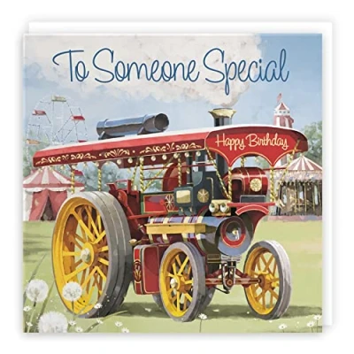 Image of Hunts England Someone Special Traction Engine Birthday Card Steam Tractor Milo&#039;s Gallery Collection For Him/Men