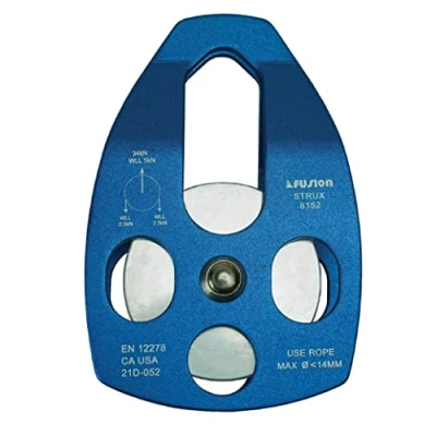 Image of Fusion Climb Strux Aluminum Rescue Side Swing Pulley Blue 34KN