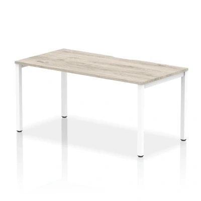 Image of Evolve Plus 1600mm Single Starter Desk Grey Oak Top White Frame