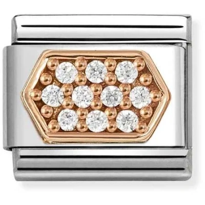 Image of Nomination Rose Gold White Crystal Hexagon Charm