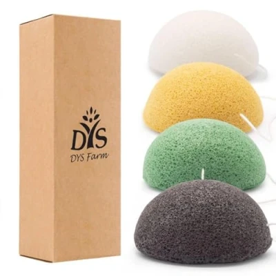 Image of Natural Konjac Sponge Set Facial deep Cleansing and Exfoliation for Skin Care Exfoliating Organic Washing Puff Shower Bath SPA 4 Colors (K4 1)