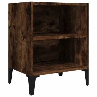 Image of vidaXL Bed Cabinet with Metal Legs Smoked Oak 40x30x50 cm