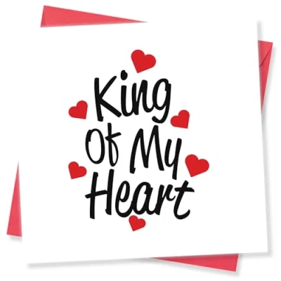 Image of Punkcards Valentine&#039;s Day Card for Your Husband “King of my Heart Beloved Romantic Men Valentines