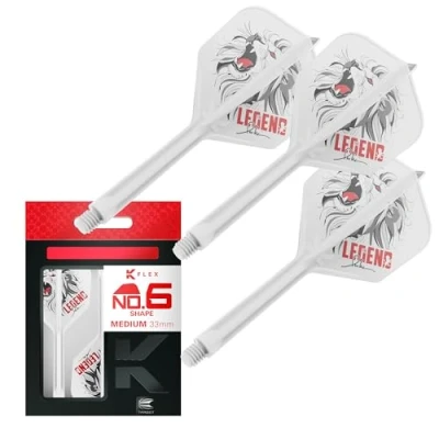 Image of Target Japan K Flex Dart Flights and Shaft System, No.6 Pack of 3 Kflex All In One Flight, White Paul Lim Darts Accessories Stem Medium (33mm)