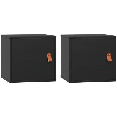 Image of vidaXL Wall Cabinets 2 pcs Black 31.5x30x30 cm Solid Wood Pine