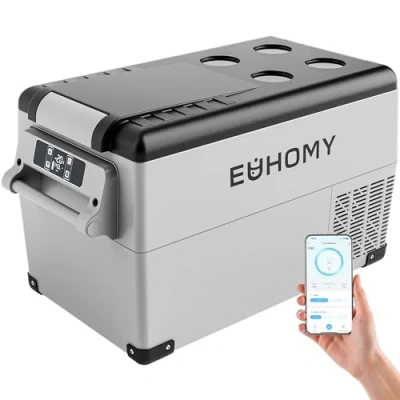 Image of EUHOMY 30.6L Portable Compressor Fridge 12V/24V DC &amp; 100 240V AC Car Refrigerator with App Control &amp;LCD Panel Fast Cooling ( 20C 20C) Energy Efficient 45W for Camping, Trucks, Home Travel