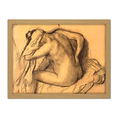 Image of Edgar Degas After The Bath Woman Drying Her Hair Large Framed Art Print Poster Wall Decor 18x24