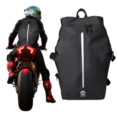 Image of Moman Motorcycle Helmet Bag, B2R Reflective Motorbike Backpack Waterproof Storage Large Capacity Laptop Rucksack Hiking for Travel Riding Bicycle Basketball