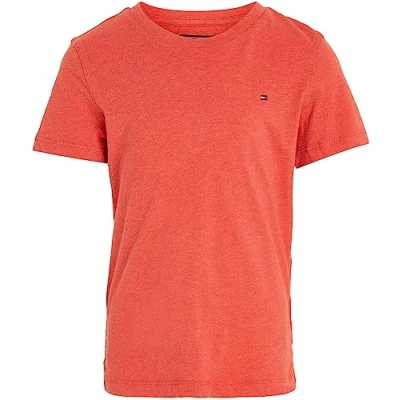 Image of Tommy Hilfiger Boy&#039;s Boys Basic Cn Knit S/S Kb0kb04140 T Shirt, Red (Apple Heather), 3 Years
