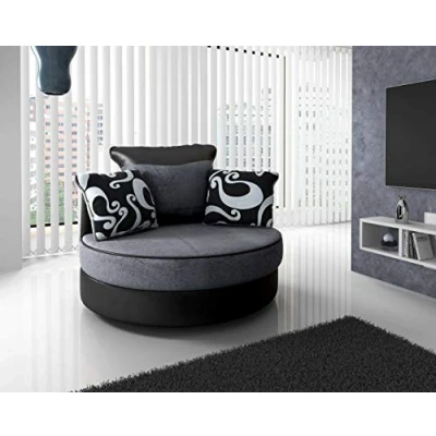 Image of Mk SOFAS Cuddle Chair Premium Quality Swivel Fabric Round Chairs for Living Room, Drawing Room Sofa in Sturdy Wooden Frame Beige/Brown color