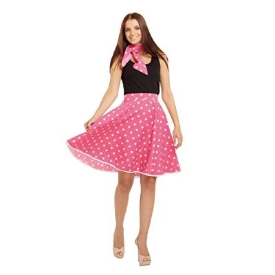 Image of Ladies Adult Rock &#039;N&#039; Roll Skirt Costume Rockabilly 60s Vintage Fancy Dress