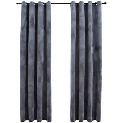 Image of vidaXL Blackout Curtains with Rings 2 pcs Velvet Anthracite 140x225 cm