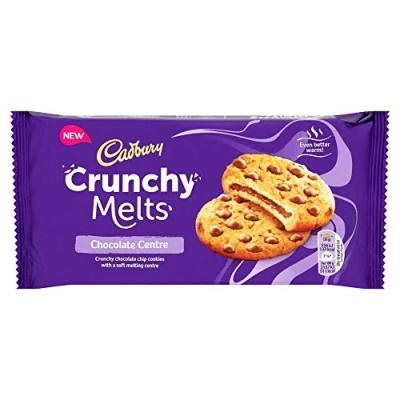 Image of Melts Cadbury Crunchy Chocolate Centre Chip Cookies, Pack of 12 x 156 g