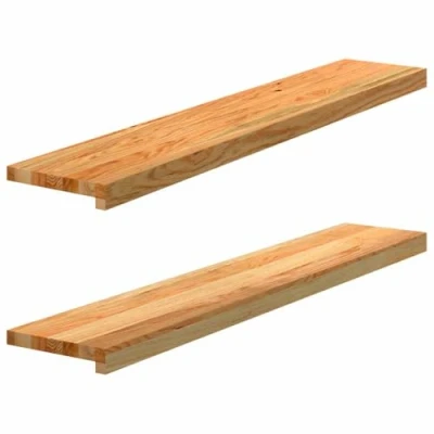 Image of vidaxl Oak Wood Window Sills Solid ledges, Light Brown 110x20x2 cm untreated Natural Design, Indoor/Outdoor Display Shelf
